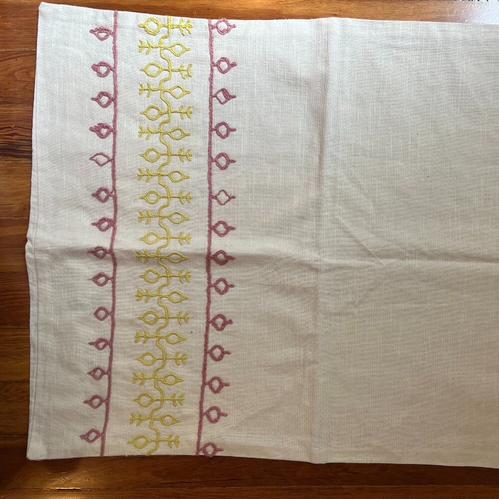 Anthropologie Embroidered Cotten Pillow Shams - Set of Two